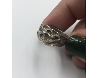 Sterling Silver Carved Cloud Design Band Style Ring Vintage - Etsy