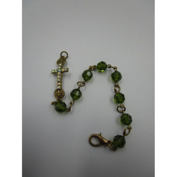 Gorgeous Green Glass Bead Rosary Style Bracelet R… - image 3