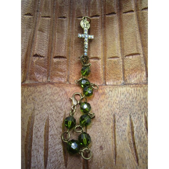 Gorgeous Green Glass Bead Rosary Style Bracelet R… - image 2