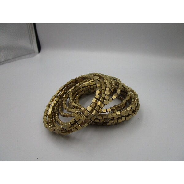 ALLEN SCHWARTZ (ABS) Matte Gold Tone Wrap Beaded Bracelet