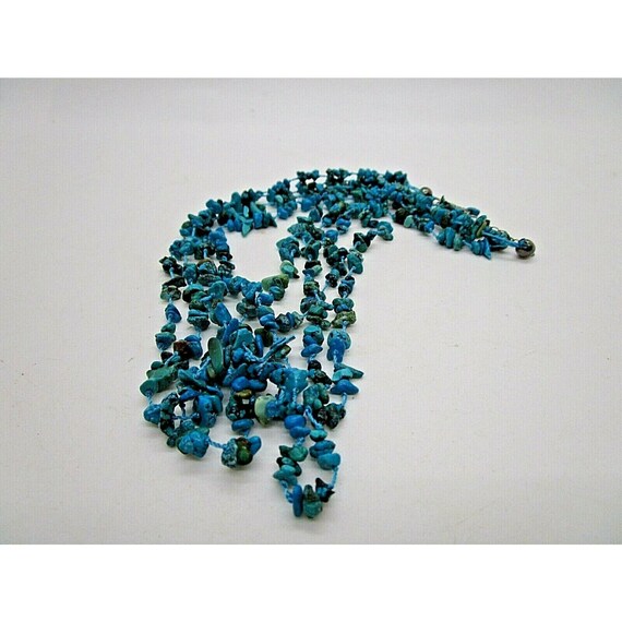 Triple Layer String Of Turquoise Chips With Sterl… - image 3