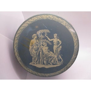 Vintage Atlantic Can Co. Round Greek Tin