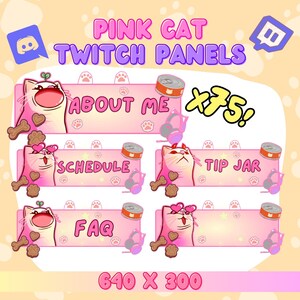 Kawaii Pink Cat 75 Piece Twitch Panel For Streamer Kawaii Girly Streamer Theme Adorable Twitch Panel Pastel Gamer Theme Cute Animal Panel