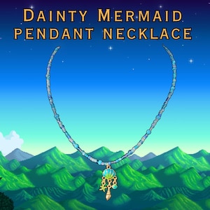 Beaded Mermaid Pendant Necklace: Iridescent Seashell Charm, Stardew Valley Inspired