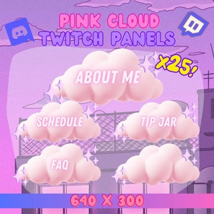 Cute Pink 3D Cloud 25 Piece Twitch Panel For Streamer Kawaii Girly Streamer Theme Adorable Twitch Panel Pastel Gamer Theme Cute Kawaii Cloud