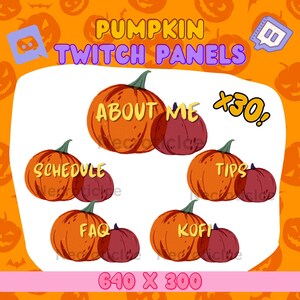 Pumpkin Twitch Panels: Cozy Fall Streamer Assets (30 PNG)