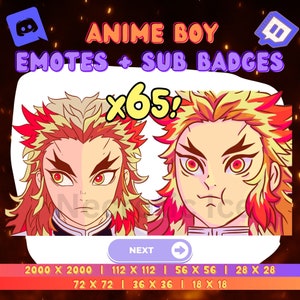 Demon Killer Anime Boy Fire Hair Twitch Emote Twitch Sub Badge Kawaii Anime Girl Twitch Streamer Kawaii Sub Badge Anime Twitch Assets Rengo