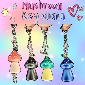Hand Painted Wooden Mushroom Keychain: Fairycore Accessory