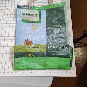 2.Recycled Feed Bag Tote | Upcycled Tote Bag | Reusable Grocery Bag | Shopping Bag