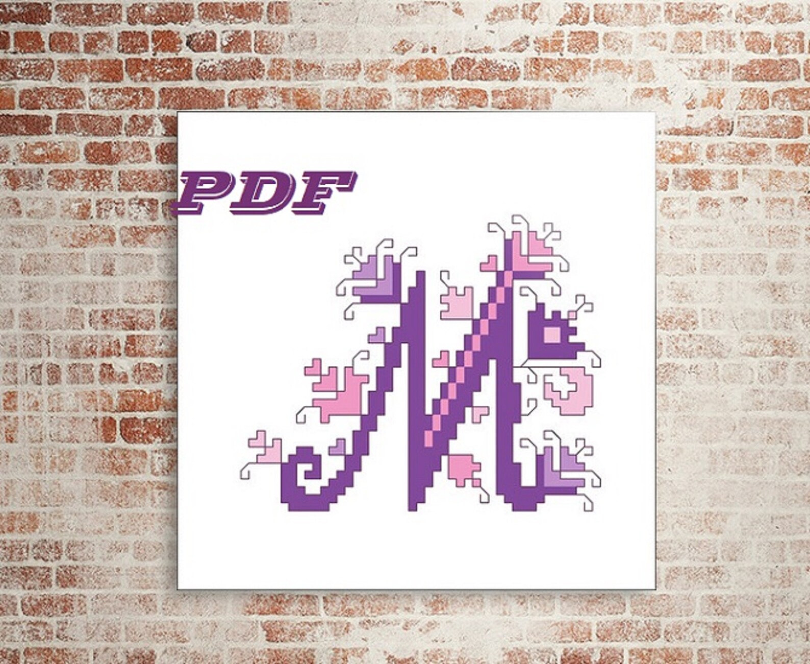 Letter M Cross Stitch Pattern PDF Monogram Needlepoint Etsy