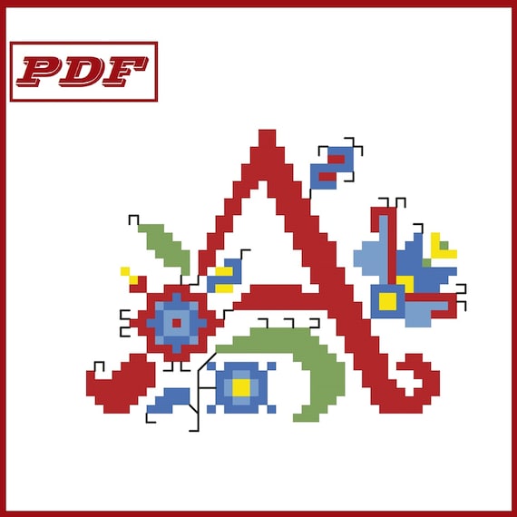 Letter A Cross Stitch Pattern PDF Monogram Needlepoint Etsy