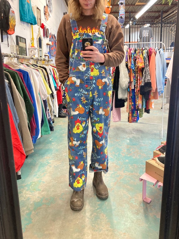 Vintage 70s Hee Haw All Over Print Overalls - Size 36”-ish