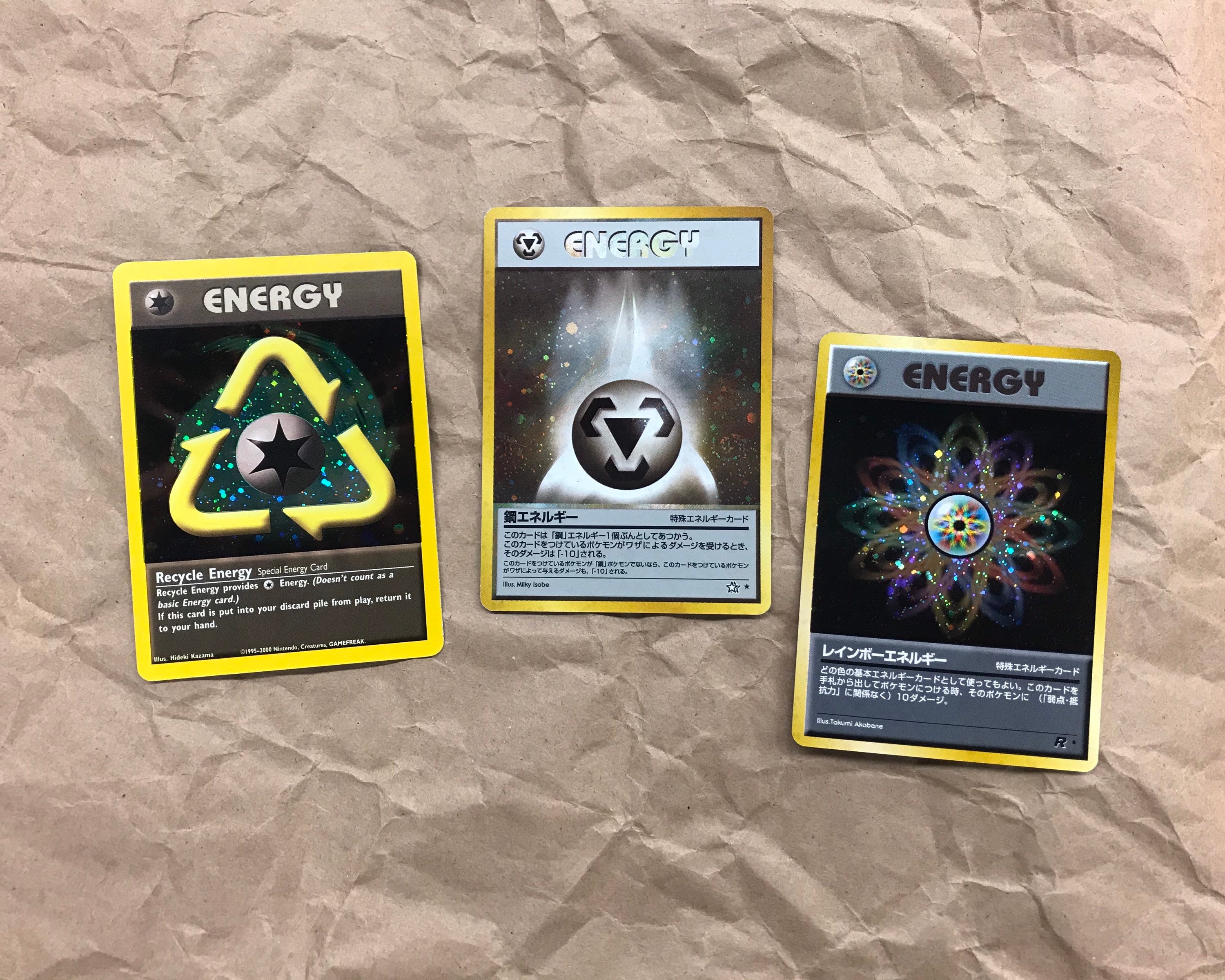 Vintage Holo Rare Energy Pokemon Cards Recycle Steel and - Etsy