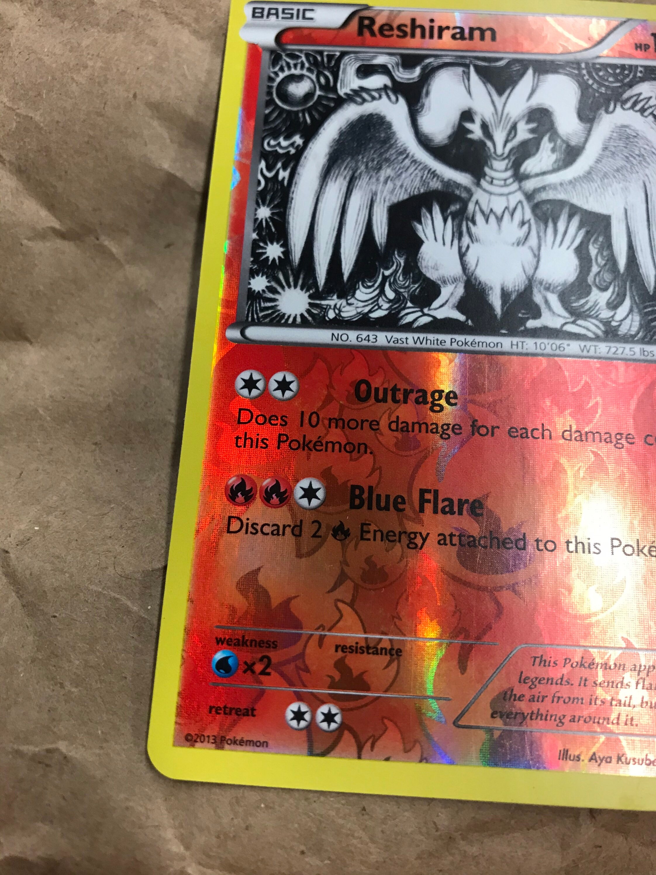 Genuine Reshiram Pokemon Card Reverse Holo Legendary - Etsy