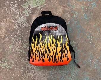 Vintage 90s y2k Skateboard Flames Backpack Small Sized tags: Sk8er Club Sk8er Boi Avril Lavigne Thrasher School Bag World Industries Blind