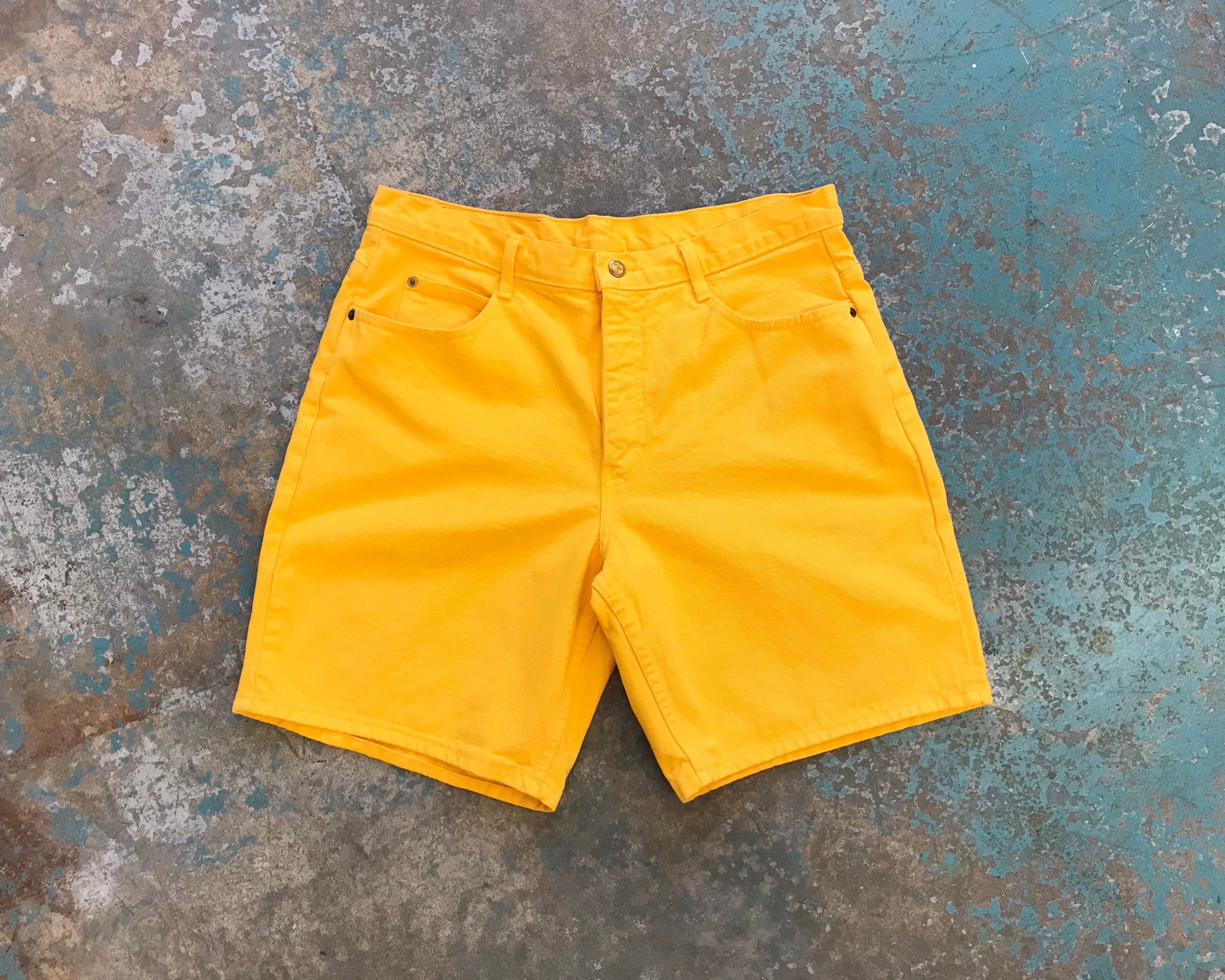 Vintage Yellow Denim Shorts Etsy