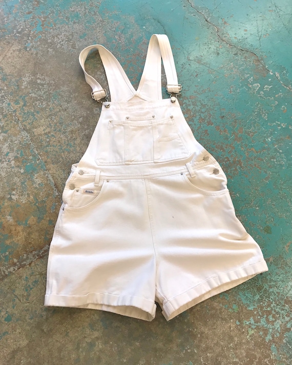 Vintage Off White Denim Overall Shorts - Attitude