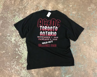 Thrifted ACDC Back in Canada Concert Tour T Shirt Size Large Mens tags: AC/DC Vintage Rock Black Toronto Maple Leaf