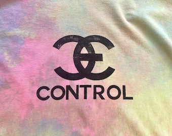 Vintage Control Joy Divsion Chanel Mash Up Tie Dye T Shirt - Size L or 21.5” x 28” - One of a Kind