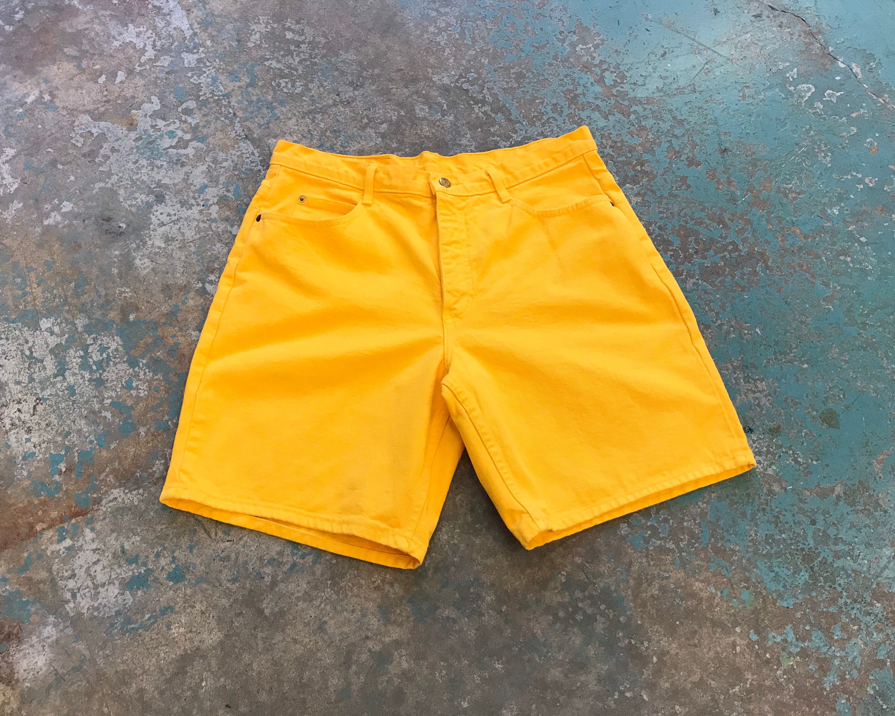 Vintage Yellow Denim Shorts Etsy