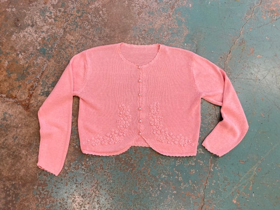 Vintage 80s / 90s Knit Cardigan Dusty Pink Pearl Buttons - Etsy