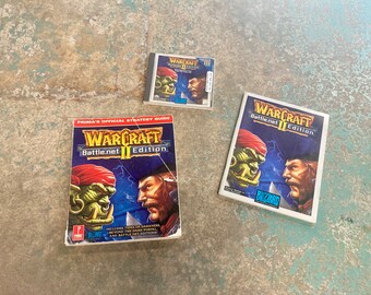 Vintage Warcraft II Battle Net Edition Box Set with Strategy Guide Cool Map Illustrations Etc.