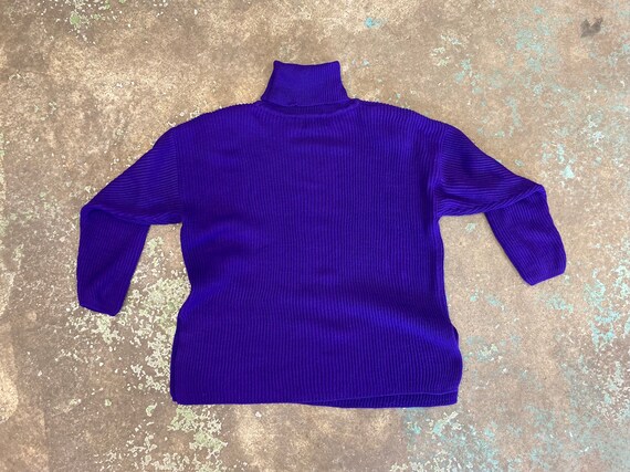 Buy Vintage Oversized Knit Purple Turtleneck Sweater 80s Online in India -  Etsy