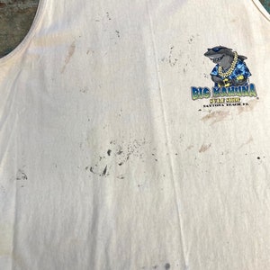 Vintage Thrashed Big Kahuna Surf Shop Tank Top, Size Medium 19.5 x 29, tags paint splatter ron jons surfing beach tshirt t shirt t-shirt image 4