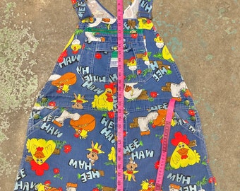 Vintage 70s Hee Haw All Over Print Overalls - Size 36”-ish