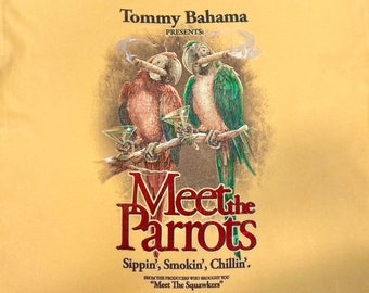 Thrifted Tommy Bahamas “ Meet The Parrots “ Novelty T Shirt - Size 20.5” x 28”