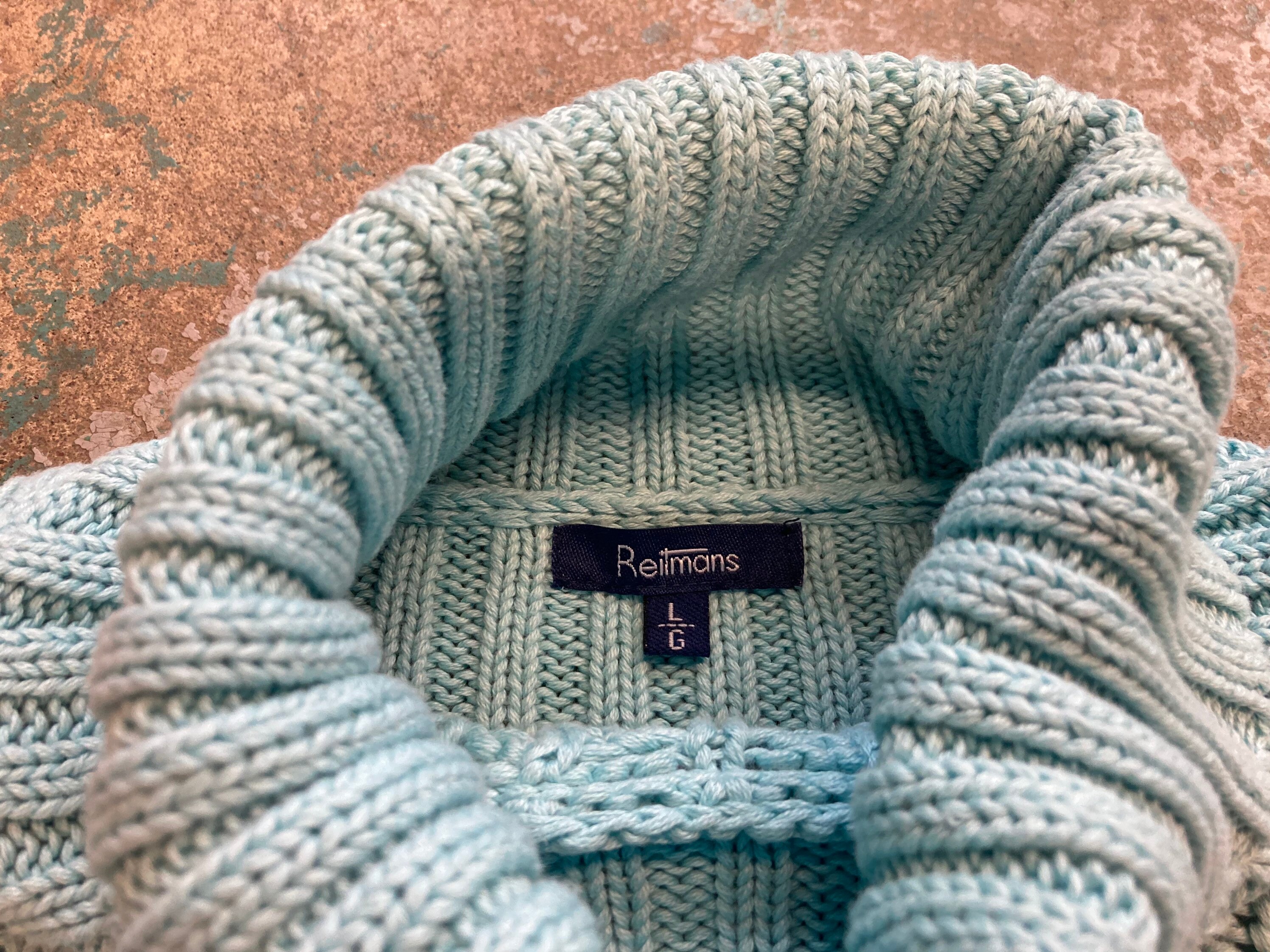 SuperDuperSk8boards Thrifted Robins Egg Blue Knit Sweater - Size 20.5\