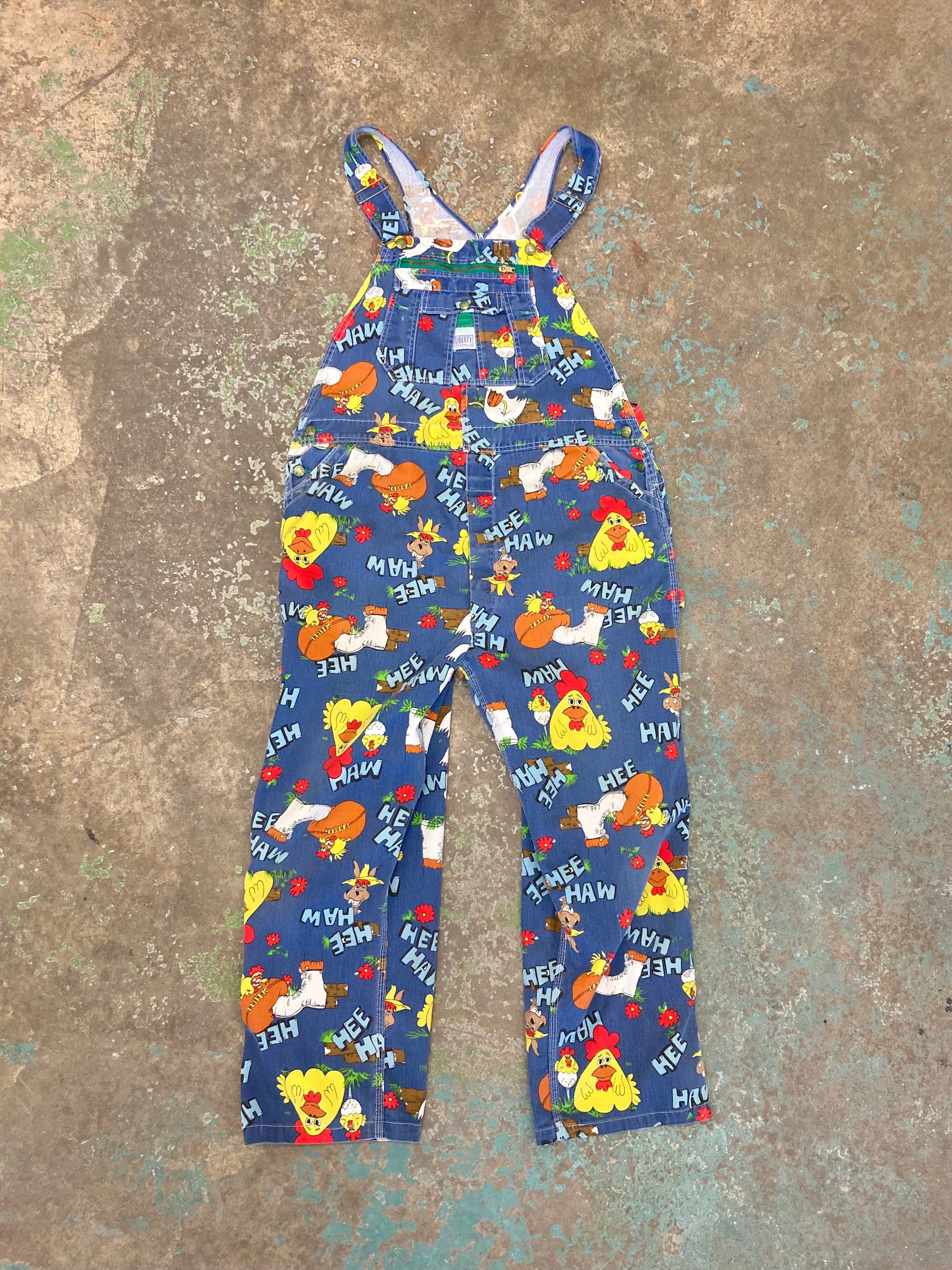 Vintage 70s Hee Haw All Over Print Overalls - Size 36”-ish