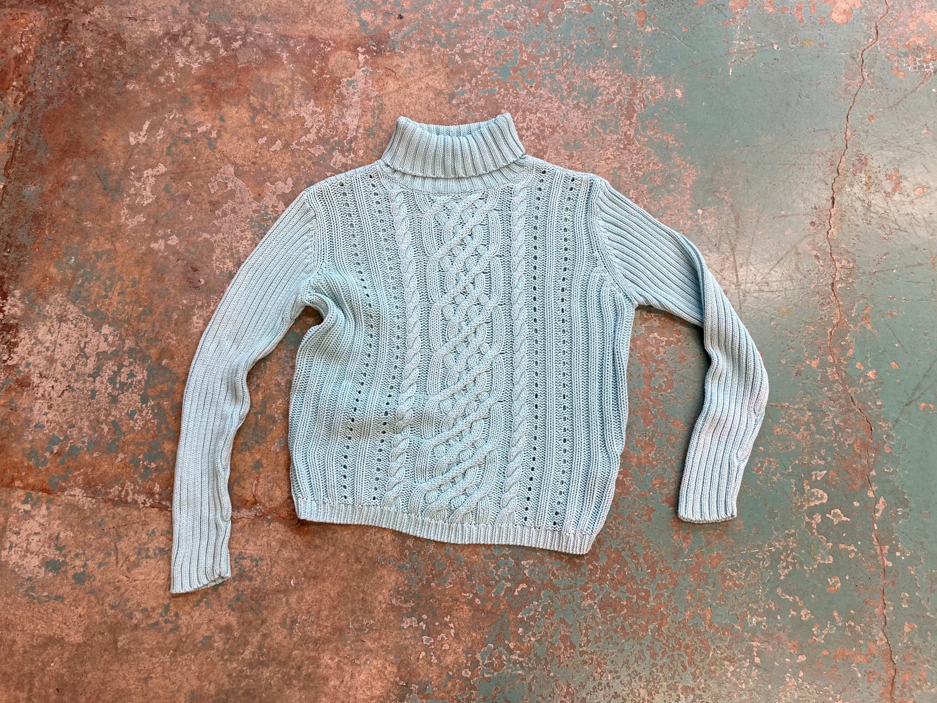 Thrifted Robins Egg Blue Knit Sweater 