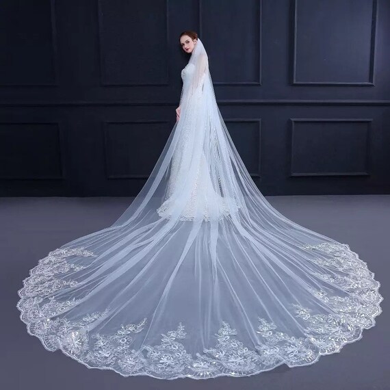 5m/4m/3m Long White Wedding Veil Ivory 