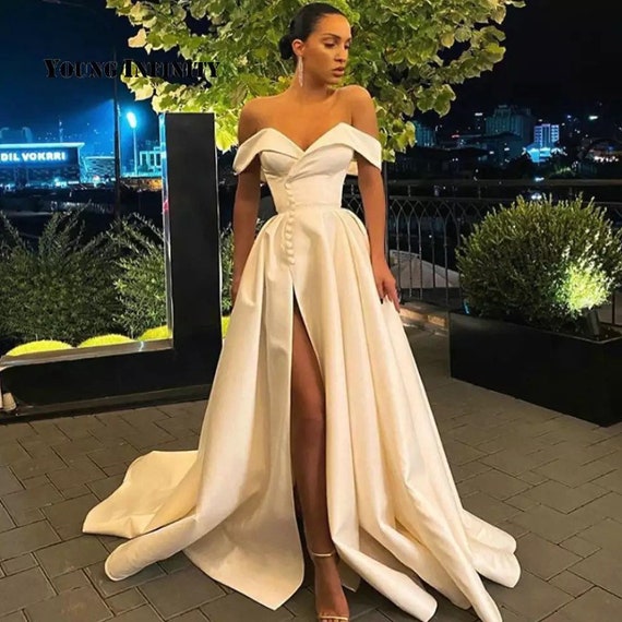 A-line Wedding Party Prom Dress Satin 