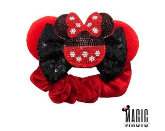 Minnie Mouse Disney Ears Inspired rhinestone Scrunchie | The "Hair" Necessities Collection