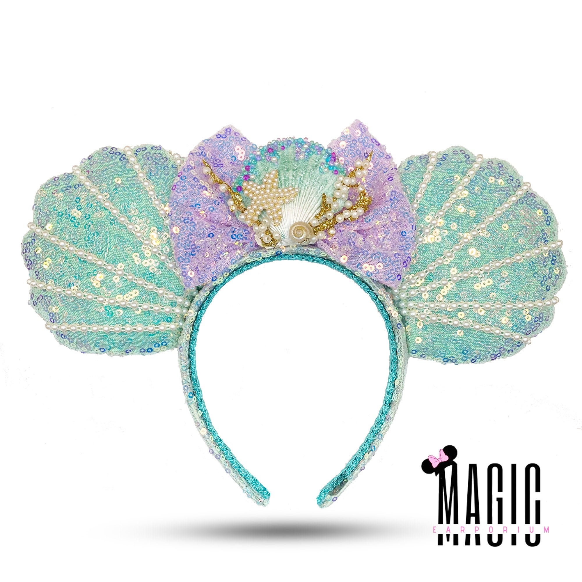 Little Mermaid Disney Inspired Shell Pearl Mouse Ears Etsy 日本