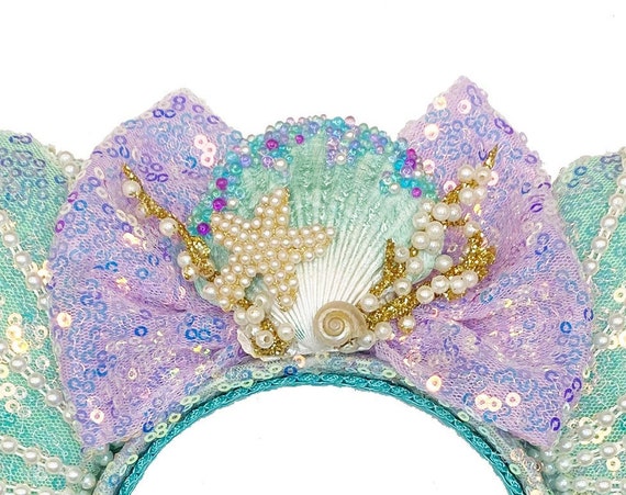 Little Mermaid Disney Inspired Shell Pearl Mouse Ears Etsy 日本