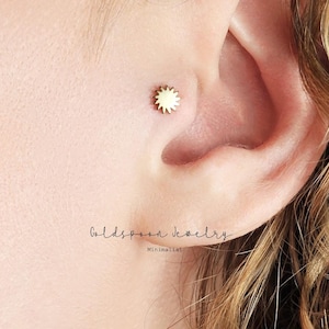 18G/16G internally threaded labret - Sun earrings - Cartilage stud - Tragus stud - Helix stud - Flat back labret stud - ANYA EARRINGS