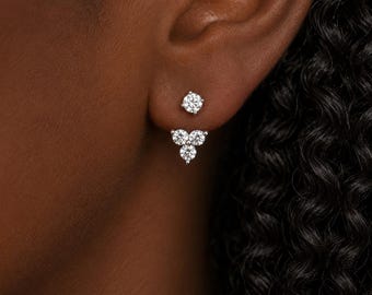 Crystal cluster ear jackets - Sparkle ear jacket earrings - Dainty Wedding jewelry - Gift for her - DREAM