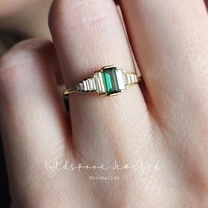 Art deco ring - Statement ring - Baguette ring - Emerald ring - Dainty ring - Everyday ring - Birthstone ring - Wedding ring - ARDEN RING