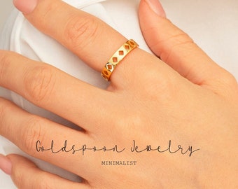 Bague tendance - Bague en or - Bague délicate - Bague minimaliste - Bague géométrique - Bague empilable - Bague audacieuse - Bague simple - BAGUE VANESSA