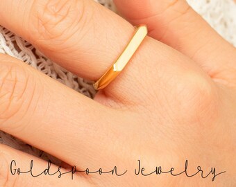 Signet Ring - Bar Ring - Stacking Ring - Statement Ring - Gold Signet Ring - Geometric Ring - Minimalist Ring - Hexagon Ring - DORI RING