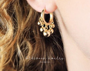 Ball drop huggies - Dangle earrings - Everyday jewelry - Minimalist hoops - Gift for her - HOPE EARRINGS