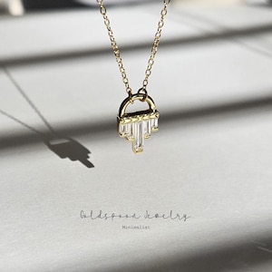 Art deco necklace - Baguette necklace - Charm necklace - Minimalist necklace - Tiny pendant necklace - Wedding necklace - EMRYN NECKLACE