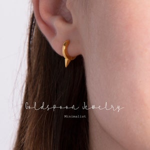 Spike Earrings - Tiny Hoop Earrings - Edgy Earrings - Minimalist Earrings - Gold Huggie Hoops - Everyday Earrings - RACHEL EARRINGS