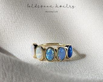 Blue opal statement ring in 5 different colors - Dainty jewelry - Anniversary gift - ADA RING