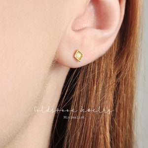 Opal Stud Earrings - Tiny Stud Earrings - Rhombus Stud Earrings - Conch Earrings - Cartilage Stud - Minimalist Earrings - ABIGAIL EARRINGS