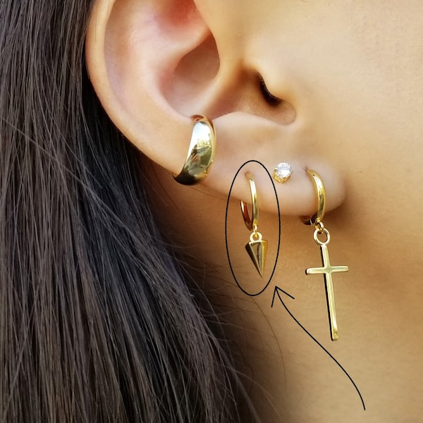 Spike Earrings, Spike Huggie Earrings, Spike Hoop Earrings, Minimalist Earrings, Spike Hoops, Huggie Hoops, Huggie Earrings, ERIKA EARRINGS