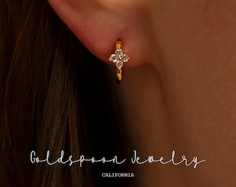Huggie Earrings - Floral Earrings - Minimalist Earrings - Wedding Earrings - Star Earrings - Gold Huggie  Earrings - ATHENA EARRINGS